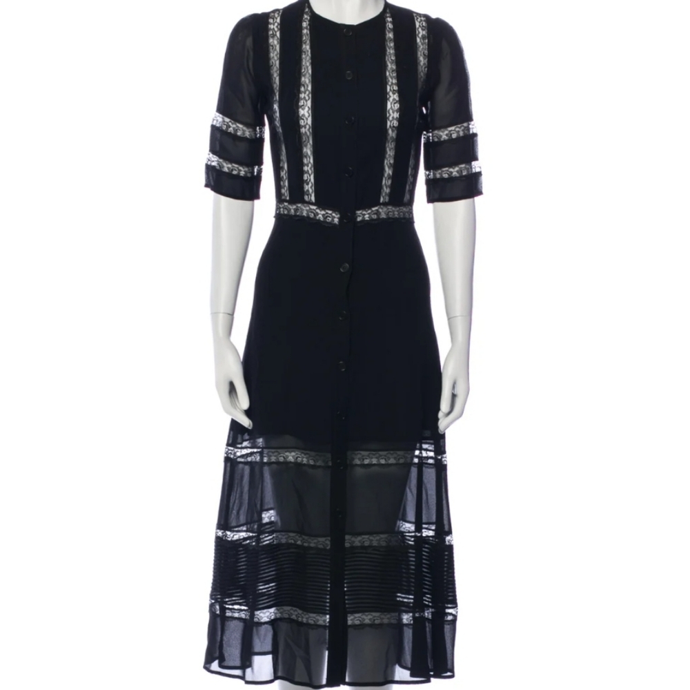 Reformation black lace crew neck dress